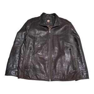 Andrew Marc‎ New York Brown Full Zip Leather Jacket Adult Large